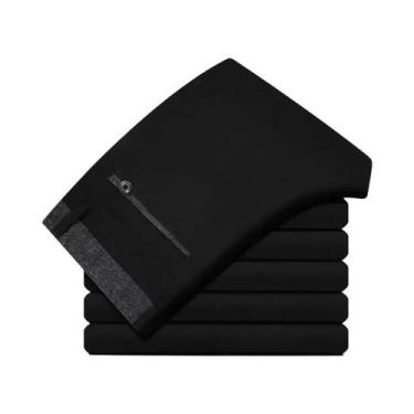Imagem de Calças Sociais Masculinas Slim Fit Pretas Elásticas Sem Necessidade De