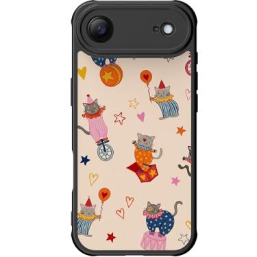 Imagem de DEENAKIN Capa para iPhone Air fofa, capa rígida floral estética, compatível com Magsafe, capa protetora fina retrô moderna exclusiva coquete ocidental para mulheres e meninas, circo gato carnaval
