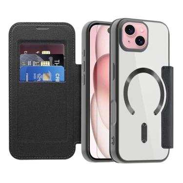 Imagem de Asuwish Capa de telefone para iPhone 15 Plus 17.0 cm capa carteira magnética com protetor de tela de vidro temperado flip porta-cartão de crédito bloqueio RFID acessórios para celular i Phone15 15+