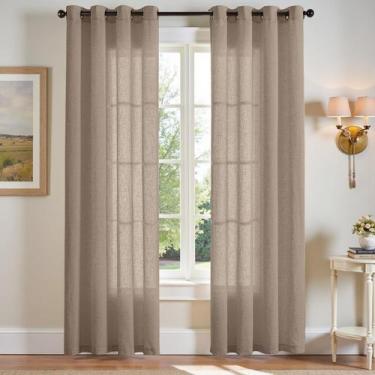 Imagem de Conjunto de cortinas jinchan Linen Blend 2 painéis 50x210cm Taupe
