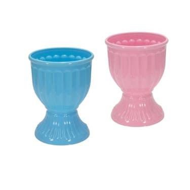 Imagem de 2 Vasos Estilo Romano Decoração Festa Acrílico 13cm X 18cm (AZUL E ROSA CANDY)