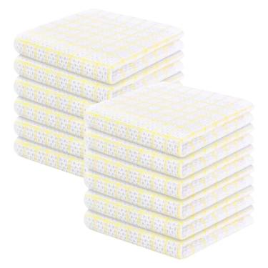 Imagem de Homaxy Panos de prato 100% algodão, pacote com 12 - 30,5 x 30,5 cm, panos de prato de trama waffle para lavar pratos, panos de prato ultra absorventes e de secagem rápida, amarelo