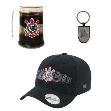 Imagem de Kit Corinthians Boné Símbolos + Caneca+ Chaveiro - Oficial-Unissex