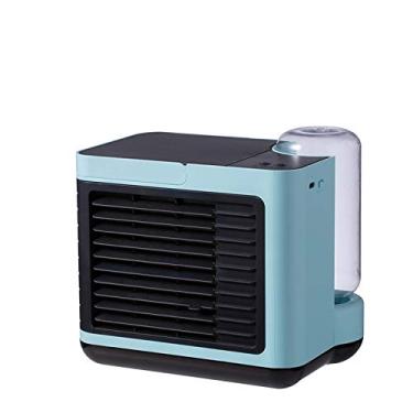 Imagem de Mini ventilador de ar condicionado portátil refrigerador de íon negativo carregamento usb pequeno doméstico ventilador de ar condicionado de mesa com luz noturna resfriamento de água, rosa (Color : B