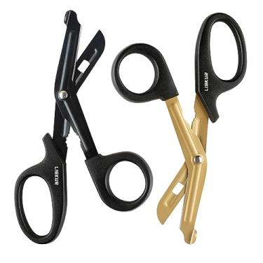 Imagem de LIBKUR Tesouras médicas para trauma para enfermeira de emergência tesoura de primeiros socorros inoxidável de qualidade premium lâminas antiaderentes revestidas com flúor de 19 cm (preto)