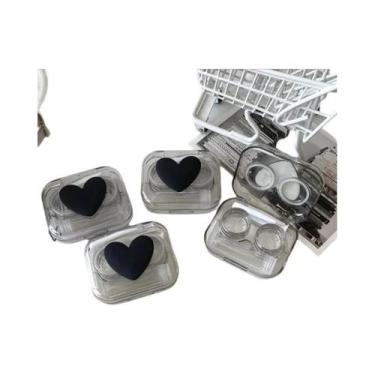 Imagem de Estojo De Lentes De Contato Transparente Rosa Com Laço, Portátil, Para