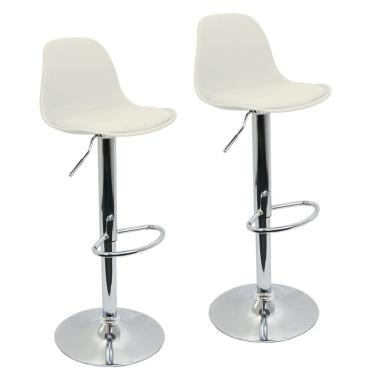 Imagem de Kit 2 Banquetas Joly Luisa Eames Saarinen Base Giratória Cromada - Branca