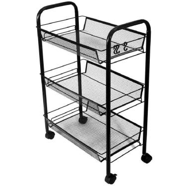 Imagem de Carrinho Organizador Multiuso 3 Cestos Fruteira Porta Cosmeticos