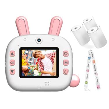 Imagem de Impressora Instantânea de Câmera Tela 2 4 Polegadas Digital 12MP com Foco Automático Suporta Tiros Timer Gravação Vídeo 1080FHD Impressão Sem Tinta 3 Rolos Papel Branco Toddler