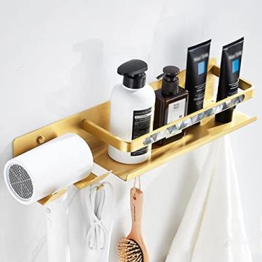 Imagem de Toalheiro de luxo leve de alta qualidade sem perfuração, anel de toalha, ganchos de fileira, suporte de toalha de banho, cesta de lenços, kit de acessórios de banheiro banheiro (cor: Suporte de três