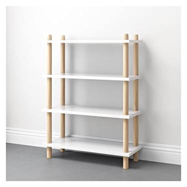 Imagem de Prateleiras de estante simples, prateleiras de exibição de chão, estantes pequenas com economia de espaço multicamadas para prateleiras de armazenamento de quarto em casa (cor: 50 x 40 x 79,8 cm) (80