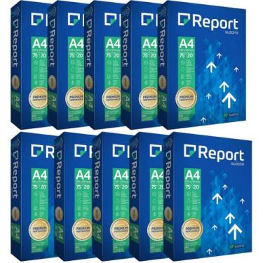 Imagem de Kit 5000 folhas de papel sulfite a4 report premium 75 gramas por m2 - 