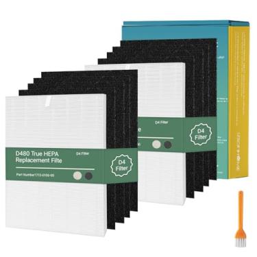 Imagem de IZSOHHOME Compatível com purificador de ar Winix D480, filtro de substituição D480 True HEPA D4,1712-0100-00,2 filtro HEPA verdadeiro H13 + 8 filtros de carvão ativado (2 kits)