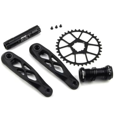 Imagem de CobraCrawler Conjunto de pedaleira ultraleve MTB 165/170/175 mm, 32T 34T 36T 38T de velocidade única Mountain Bike Ciclismo Road Bike Crank Eixo Dub 29 mm Mountain Bicycle Crankset (manivela preta 170