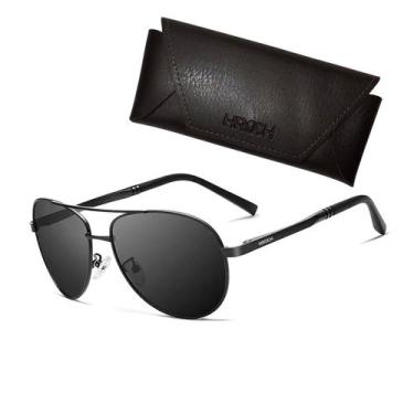 Imagem de Óculos De Sol Hroch Masculino Polarizado Uv400 Metal Aviador, Preto