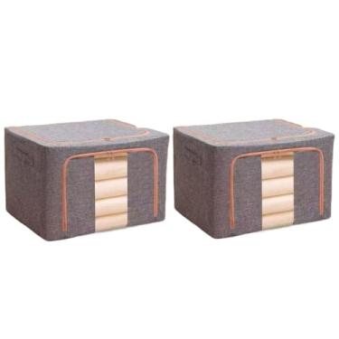 Imagem de Caixa Organizadora Roupas Brinquedos Lençol Edredom Guarda Roupa Dobrável Visor Transparente 66L (CINZA kti2)