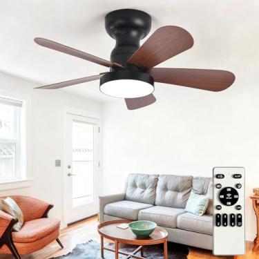 Imagem de Depuley Ventilador de teto pequeno com luzes: Ventilador de montagem embutida de 71 cm com luz e controle remoto - Ventiladores de teto de perfil baixo Motor DC reversível silencioso para quarto sala