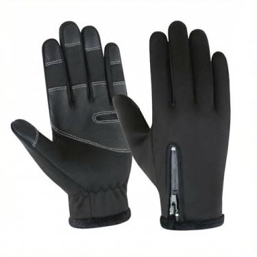 Imagem de Luvas de ciclismo térmicas à prova de vento com função de tela sensível ao toque para uso ao ar livre, inverno, equitação, caminhada, esqui, preto, GG