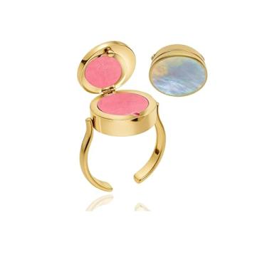 Imagem de LIU JUN Anel de protetor labial para dedo para mulheres, armazenamento de batom de design de armazenamento de emergência anéis de retoque rápido joias de presente vintage exclusivas, Large, Cobre, Sem