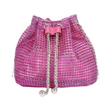 Imagem de Bolsa Transversal Feminina Com Strass E Cordão, Bolsa De Mão Multifunc