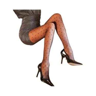 Imagem de Meias-calças De Cintura Alta Com Estampa De Bolinhas Pretas, Leggings 