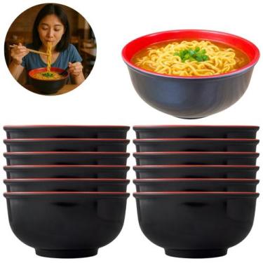 Imagem de 12 Tigelas Bowl Oriental Melamina P/ Restaurante Japones 1L - Clink