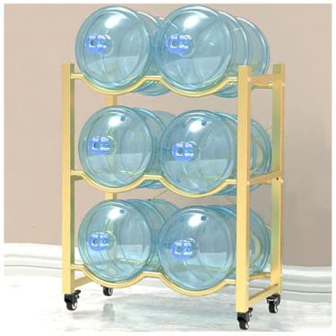 Imagem de Suporte de jarro de água resistente de 5 galões com rodas - organizador de garrafa de água móvel e rack refrigerador para escritório, academia, restaurante - Suporte de armazenamento durável para