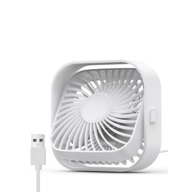 Imagem de Ventilador de mesa pequeno, alimentado por USB, ventilador portátil de 3 velocidades, fluxo de ar forte, mini ventilador de rotação de 360°, ventiladores de mesa pessoais para casa, escritório, quarto