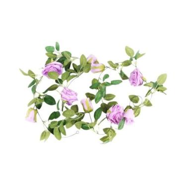 Imagem de Guirlanda Floral Artificial Rosa Pink 2/4m, Cordão De Flores Falsas Pa