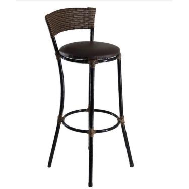 Imagem de Banqueta Alta Aço Carbono Fibra Sintética Com Marrom