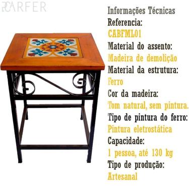 Imagem de Banco De Ferro E Madeira Rústico Com Ladrilho Hidráulico Azulejo Ladrilho B3