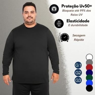 Imagem de Camisa Térmica Plus Size Proteção Solar Uv 50+ Camiseta Masculina Mang
