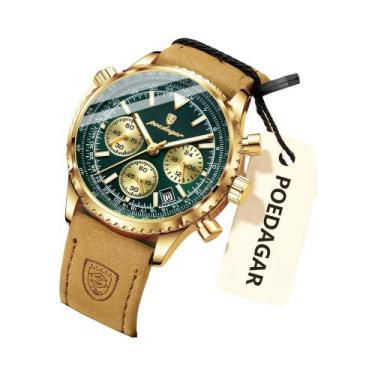 Imagem de Relógio De Couro Luminoso À Prova d'Água Para Homens POEDAGAR, Relógio