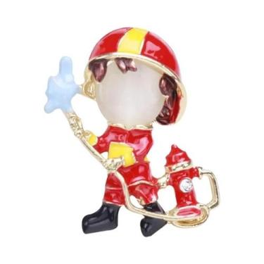 Imagem de Broches De Personagens De Bombeiros Unissex Para Meninas, Pins Pintado