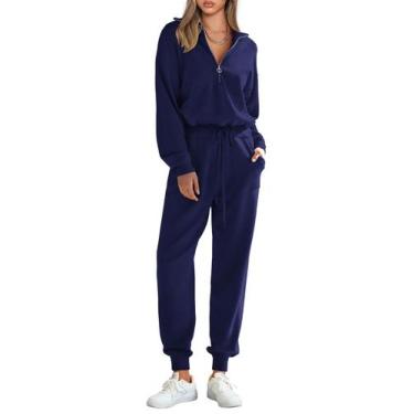 Imagem de Conjunto de Moletom PRETTYGARDEN 2 Peças Suéter Azul Escuro XL