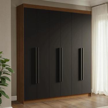 Imagem de Guarda-roupa Casal 6 Portas Batentes Venus Madesa Rustic/preto