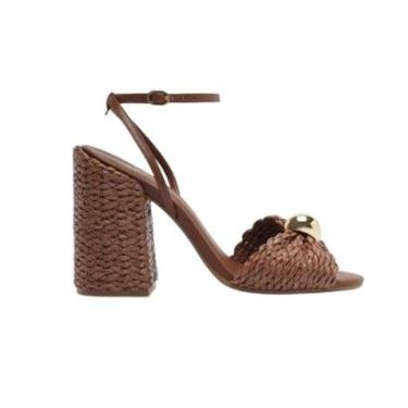 Imagem de Sandália Salto Alto Bloco Tramado Metal Lançamento Arezzo-Feminino