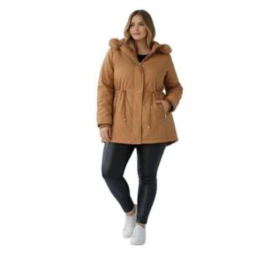Imagem de Jaqueta ParKa Sarja Peluciada Com Capuz Removivel Plus Size-Feminino