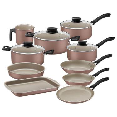 Imagem de Jogo De Panelas Tramontina Linz Em Alumínio Antiaderente Starflon Max Mocaccino 10 Peças Tramontina