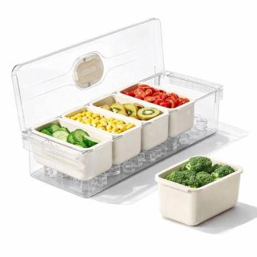 Imagem de Pote Organizador Hermético Geladeira 5 Divisões Escorredor - TOP RIO