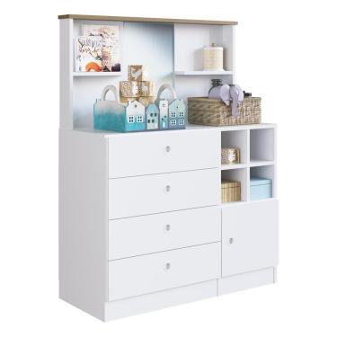 Imagem de Cômoda Infantil 4 Gavetas E 1 Porta Multimóveis Cr40102 Branca Branco