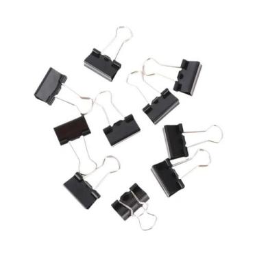 Imagem de Clipes De Papel Preto Metálicos, 10 Peças, 19mm, 25mm, 32mm, Clipes De