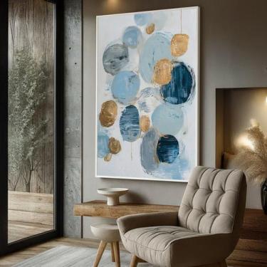 Imagem de Quadro com Moldura e Acrilico Cristal Vidro Abstrato Círculos para Sal