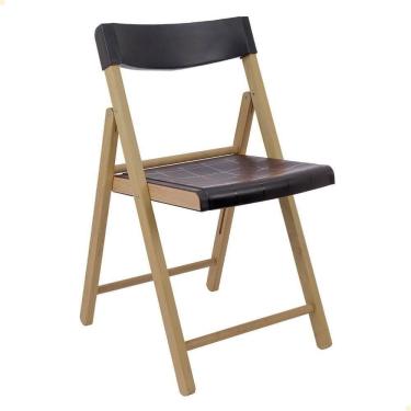 Imagem de Cadeira De Madeira Dobrável Tramontina Potenza Natural Polipropileno Preto 13792382