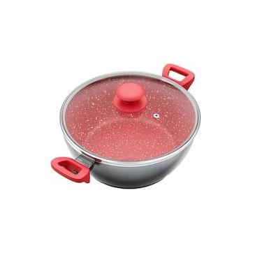 Imagem de Panela Philco PPN24A com Tampa de Vidro e Revestimento Antiaderente Redstone 24cm - Cinza e Vermelha