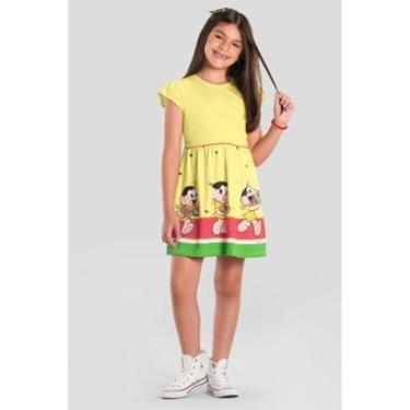 Imagem de Vestido infantil menina Turma da Mônica Brandili -Amarelo-Feminino