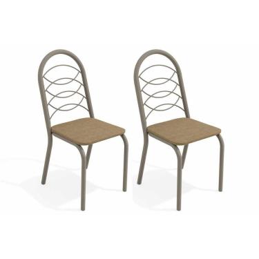 Imagem de Cadeira Sala De Jantar Holanda 2c009nk Aço Kit 2 Uni Niquel/capuccino 31 - Kappesberg