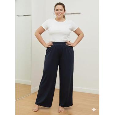 Imagem de Calça Pantalona Plus size Feminina - JUSTA RAZÃO, Preto, 58