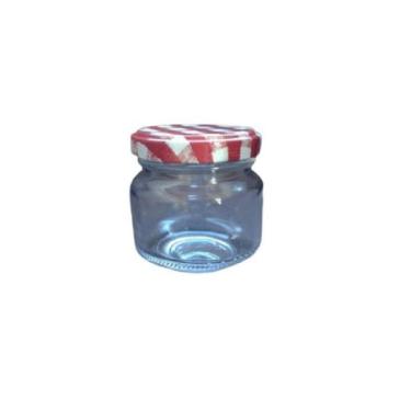 Imagem de Pote De Vidro 122 Ml Com Tampa Xadrez Vermelha  - 20 Un