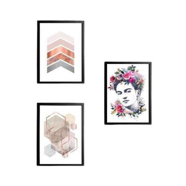 Imagem de Kit 3 Quadros Decorativos Geométricos Frida 20X30Cm